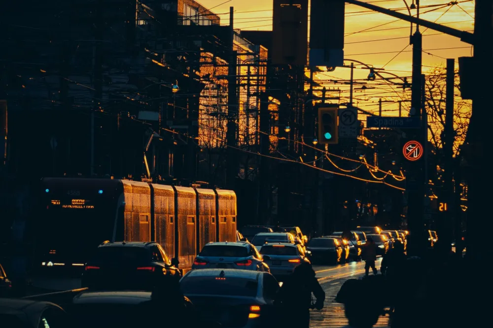 Toronto streetcar on Spadina at sunset - car repossession Ontario rules