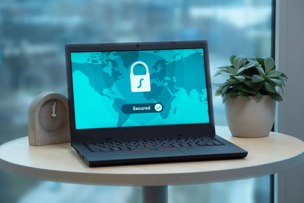 Privacy policy in practice: secured connection on a laptop