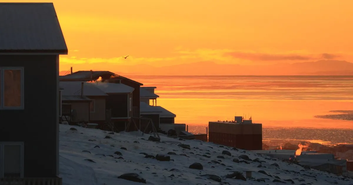 Car loans Nunavut: winter sunset over Iqaluit and Frobisher Bay